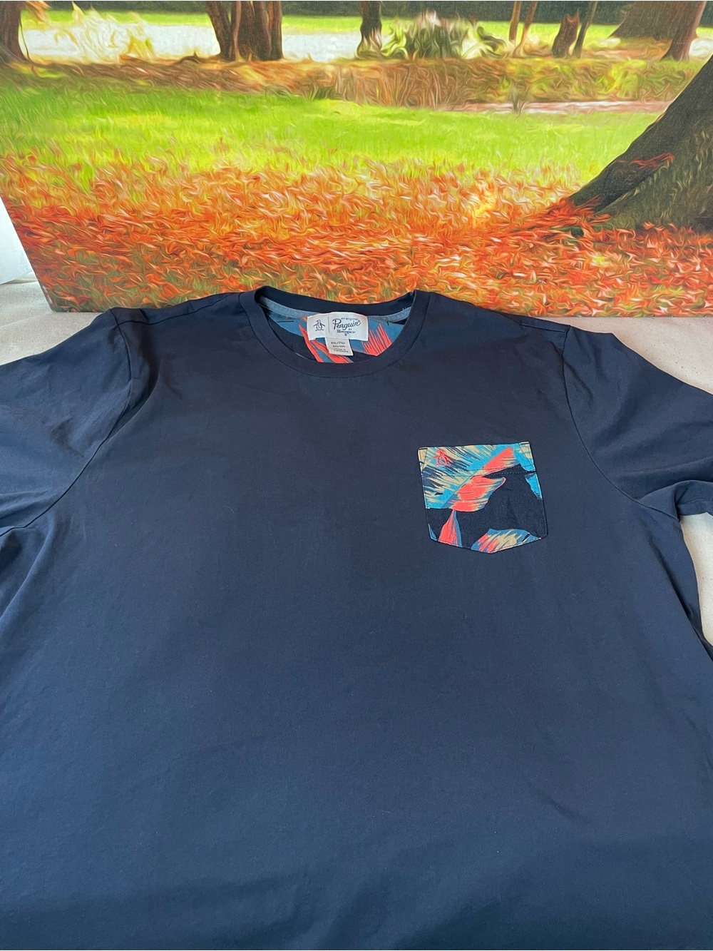 Original Penguin Navy Short-Sleeve Tee with Tropical Pocket